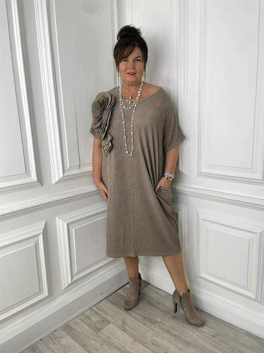 Malissa J Corsage Dress - Taupe