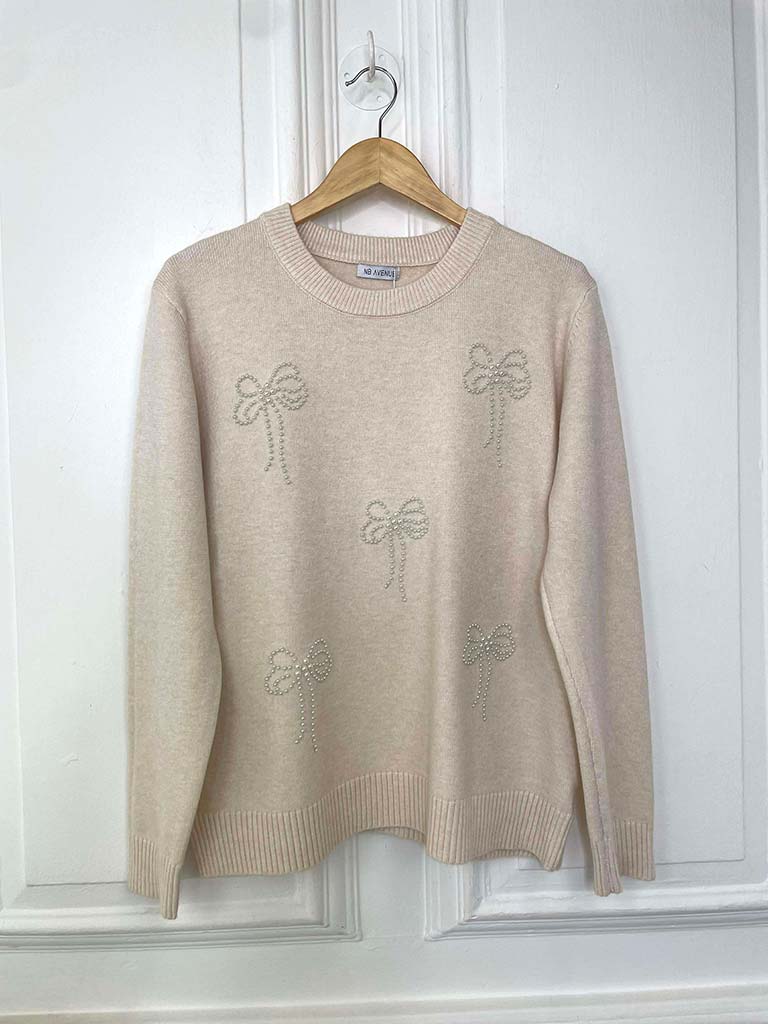 Pearl Bow Knit - Stone