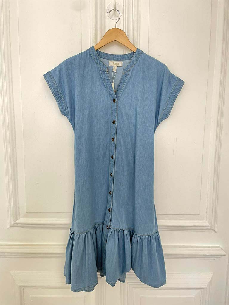 Denim Peplum Button Up Dress