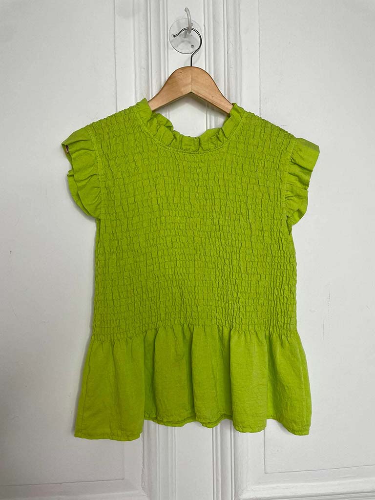 Shirred Frill Top - Lime