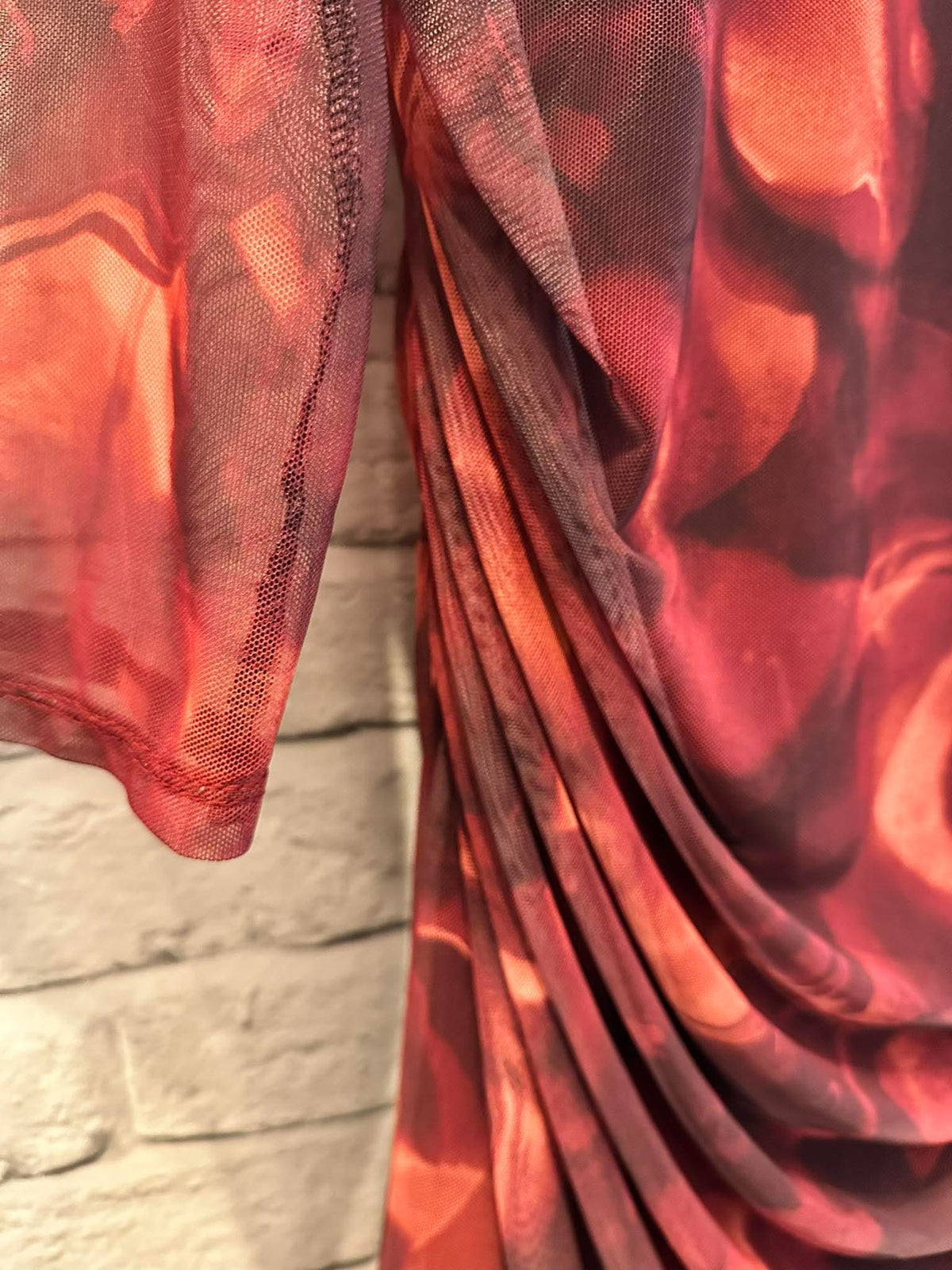 Marbled Ruched Dress - Merlot