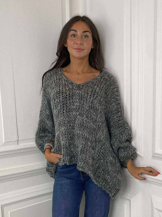 Slouchy Chunky Knit - Grey Marl