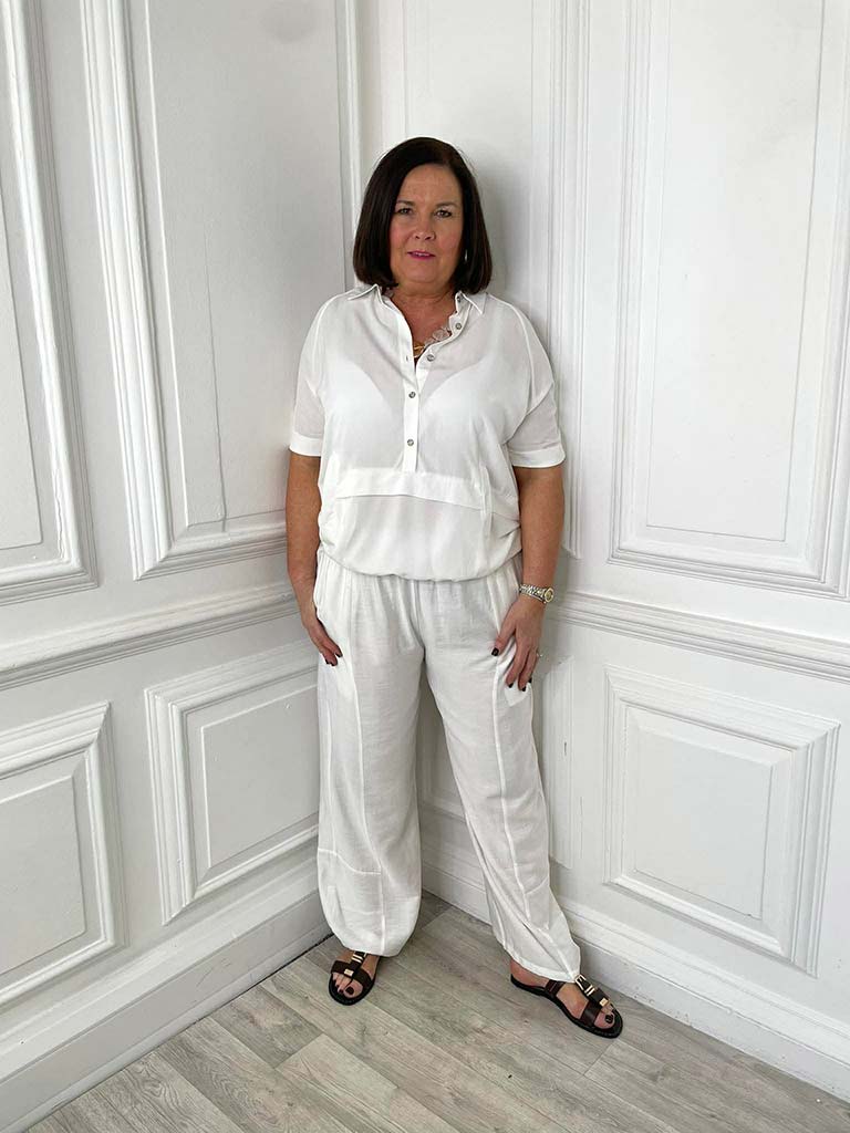 Sports Luxe Pocket Top - Warm White