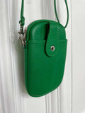Leather Cross Body Phone Bag - Green
