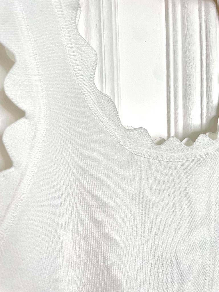 Scalloped Edge Vest - White