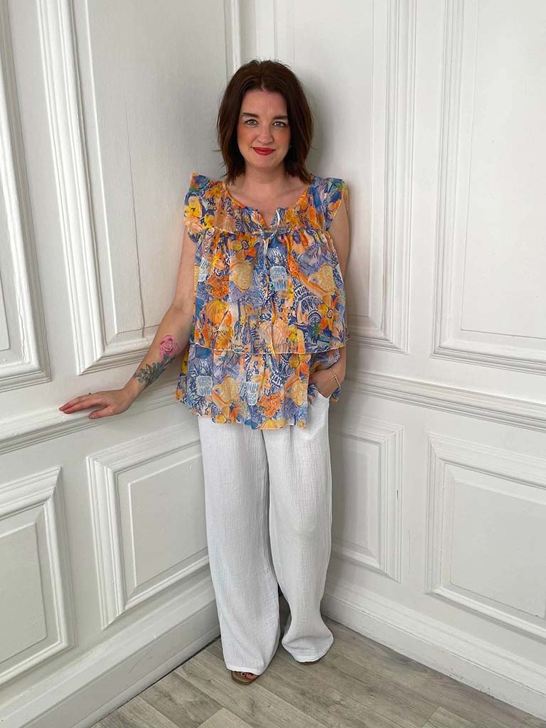 Summertime Blooms Layered Top - Blue