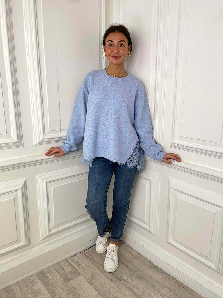Lace Trim Knit - Bluebell