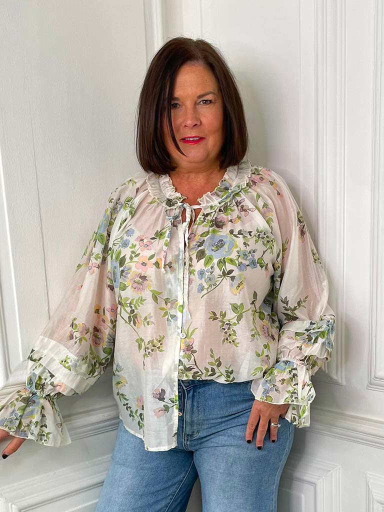 Wildflower Frill Blouse - Parchment