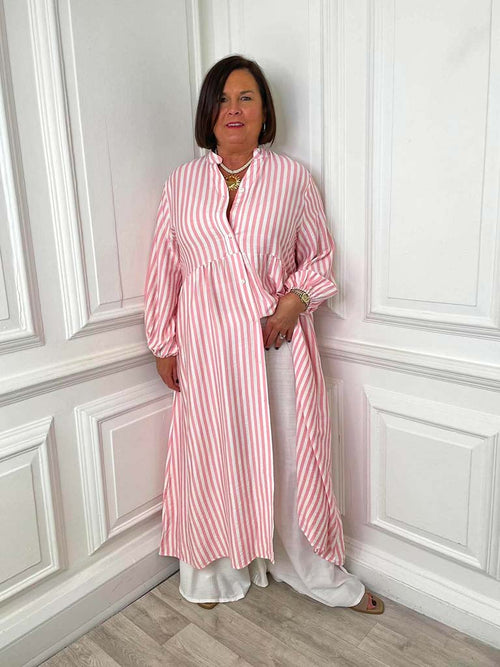 Striped Maxi Dress - Flamingo