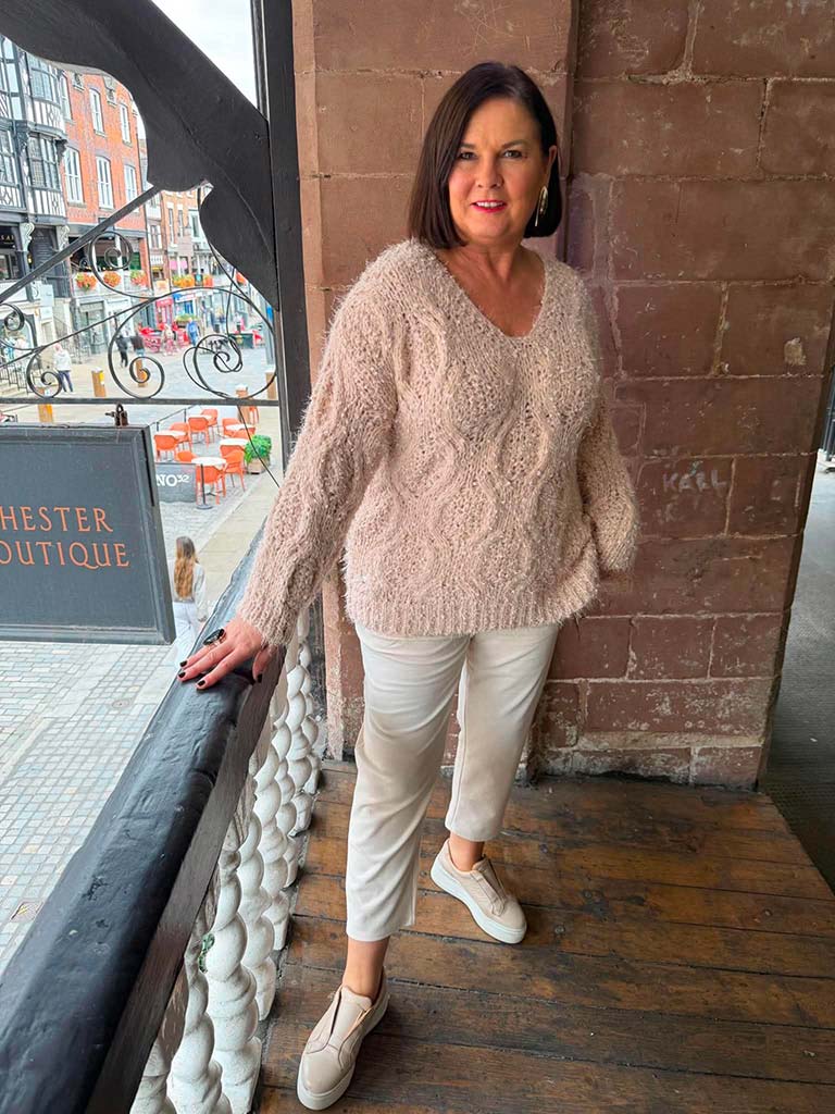 Malissa J Shaggy Shimmer Knit - Blush