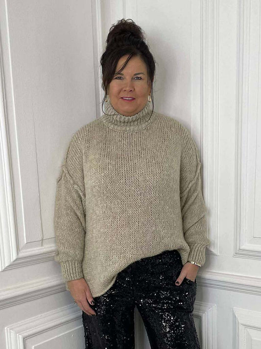 Chunky Exposed Seam Knit - Oat