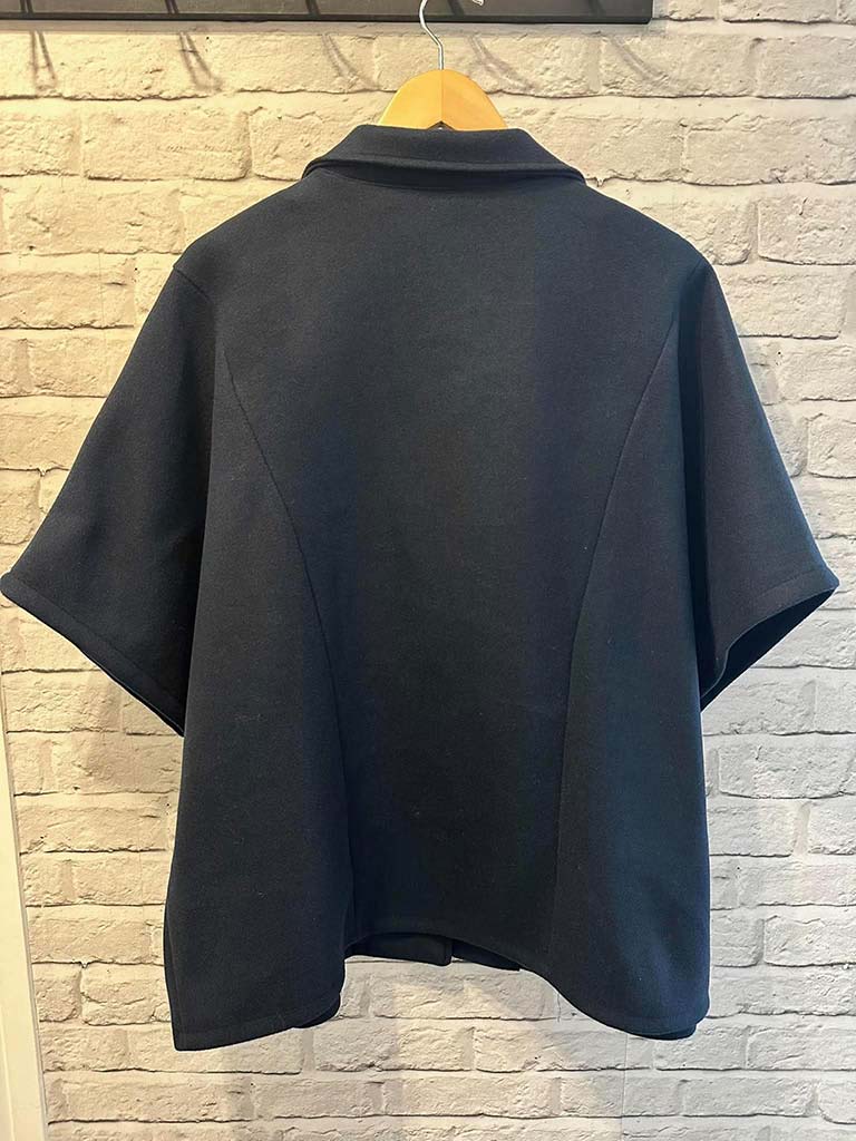 Button Cape Jacket - Navy