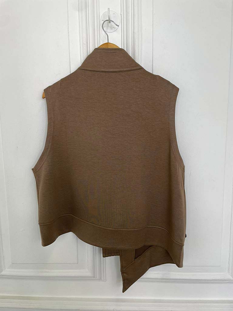 Malissa J Asymmetric Jersey Gilet - Coffee