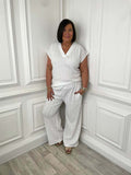 Textured Palazzos - White