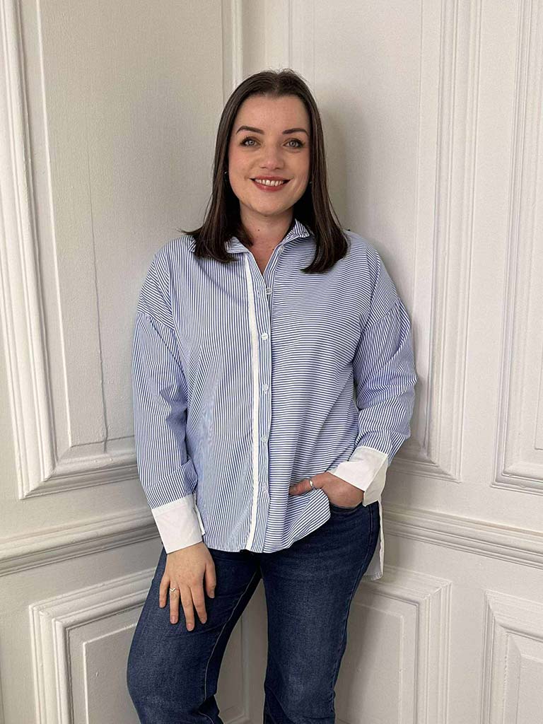 Pinstripe Shirt With Contrast Edging