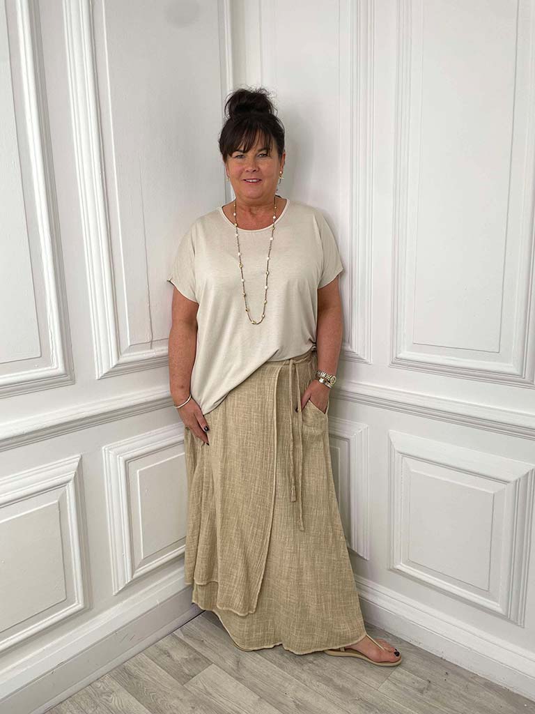 Vintage Wrap Skirt - Sand