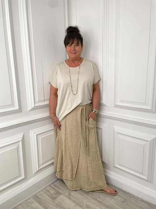Vintage Wrap Skirt - Sand