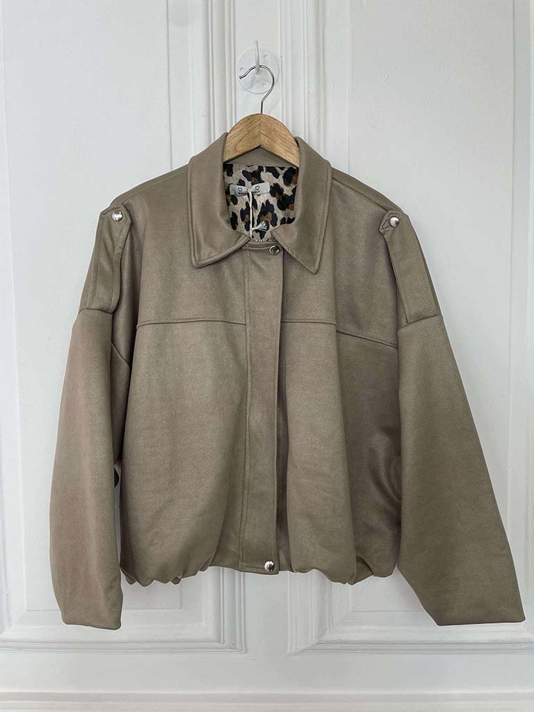 Bubble Hem Suede Feel Jacket - Latte