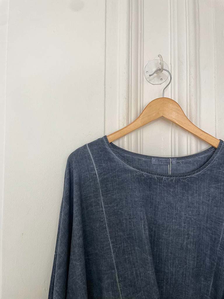 Tie Front Relaxed Top - Vintage Navy