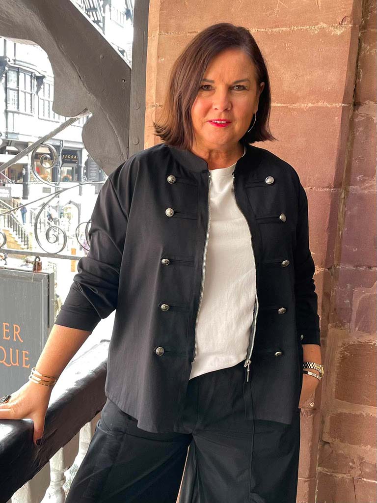 Military Cotton Blend Jacket - Black