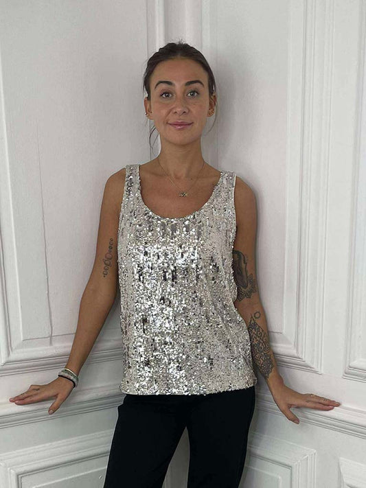 Sequin Vest - Champagne