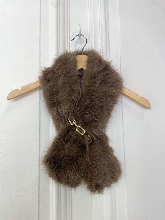 Malissa J Chain Faux Fur Collar - Brown