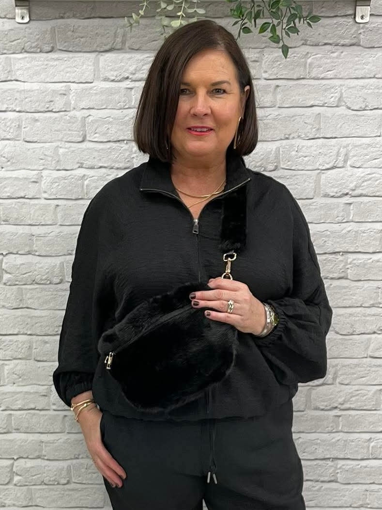 Malissa J Faux Fur Bum Bag - Black