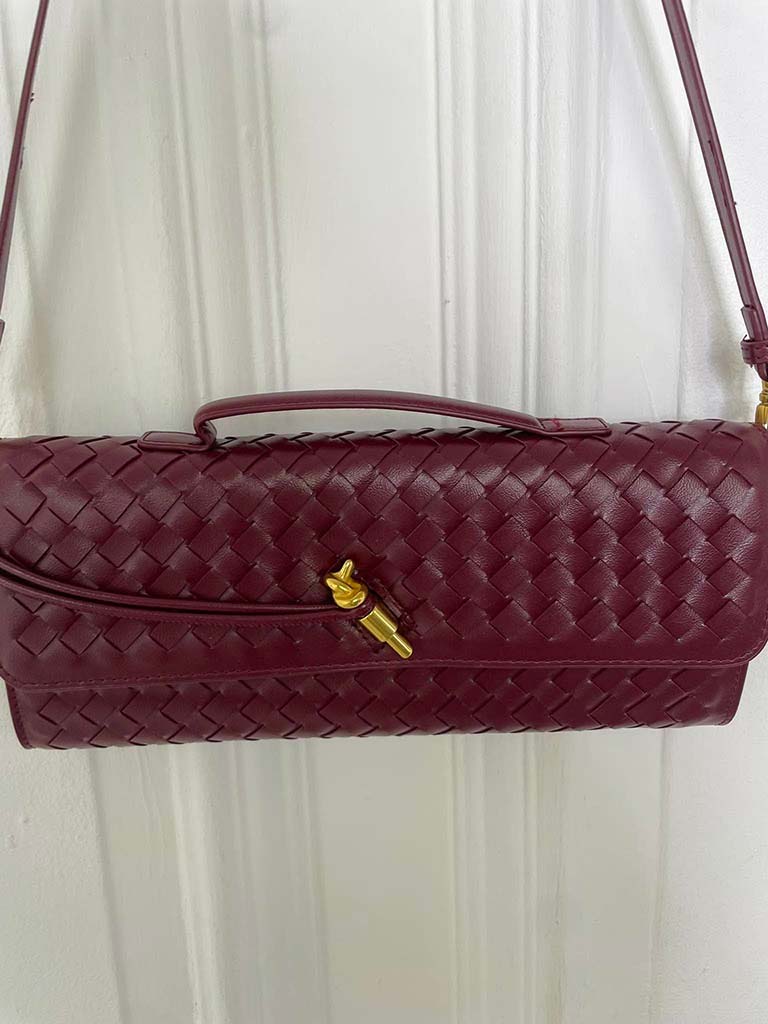 Woven Clutch Bag - Bordeaux