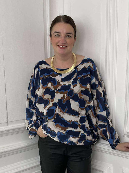 Camo Batwing Top - Navy Mix