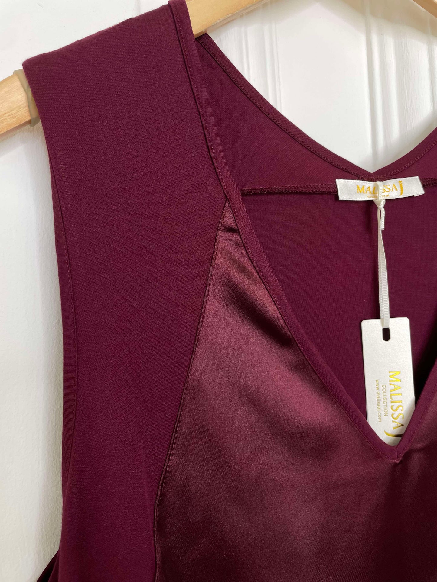 Malissa J Silk Feel Drawstring Vest - Wine