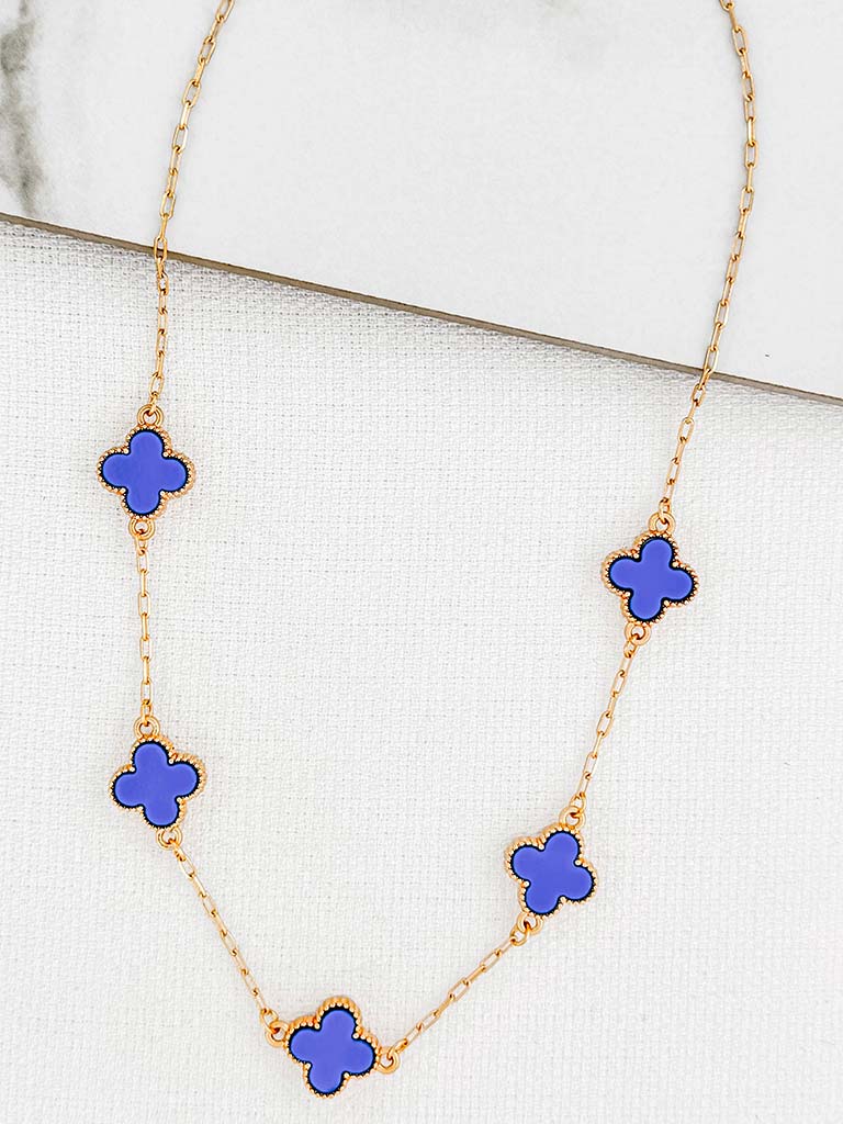 Envy Alhambra Short Chain Necklace - Gold & Blue