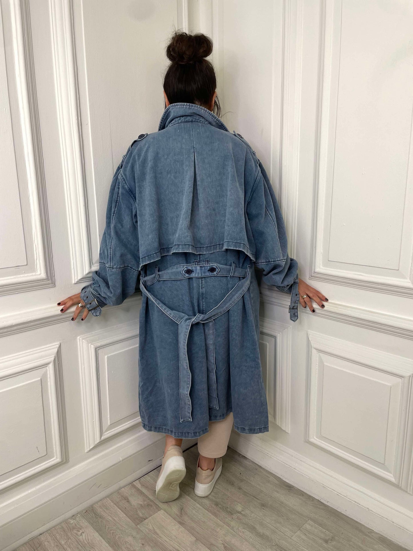 Denim Trench Coat - Pale Blue