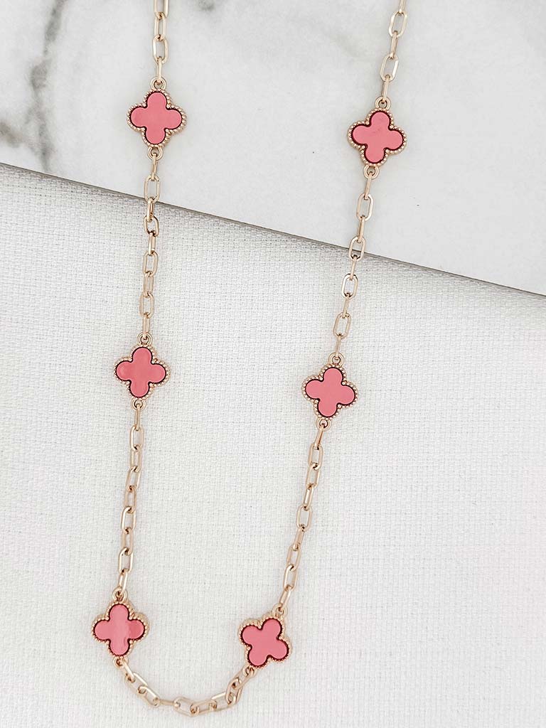 Envy Alhambra Chain Necklace - Gold & Pink