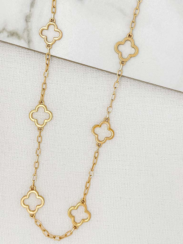 Envy Cut Out Alhambra Necklace - Gold