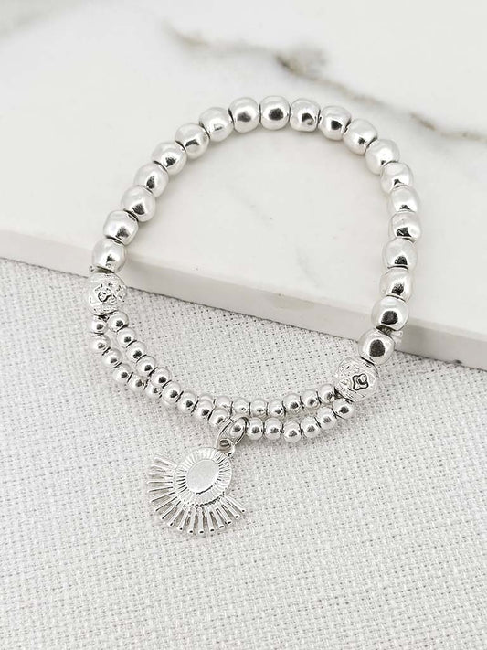 Envy Sunrise Beaded Bracelet - Silver