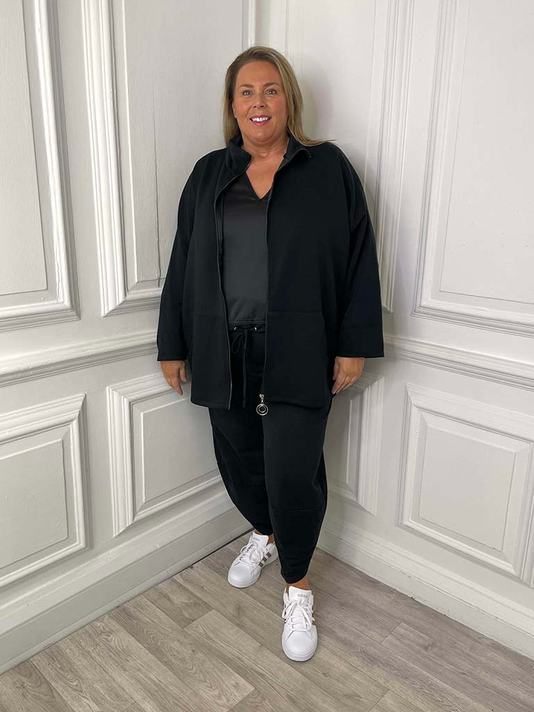 Sports Luxe Zip Up Jacket - Black