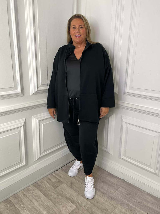 Sports Luxe Zip Up Jacket - Black