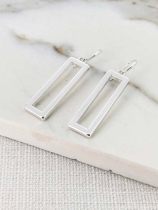 Envy Rectangular Drop Earrings - Silver