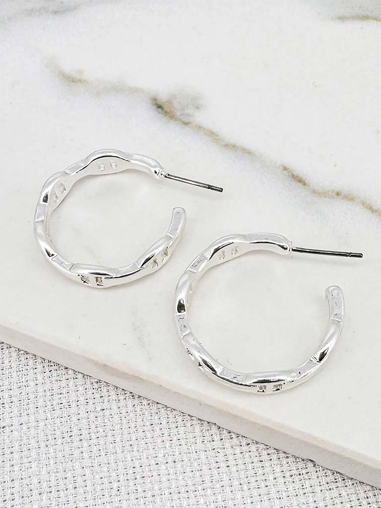 Envy Anchor Hoop Earrings - Silver