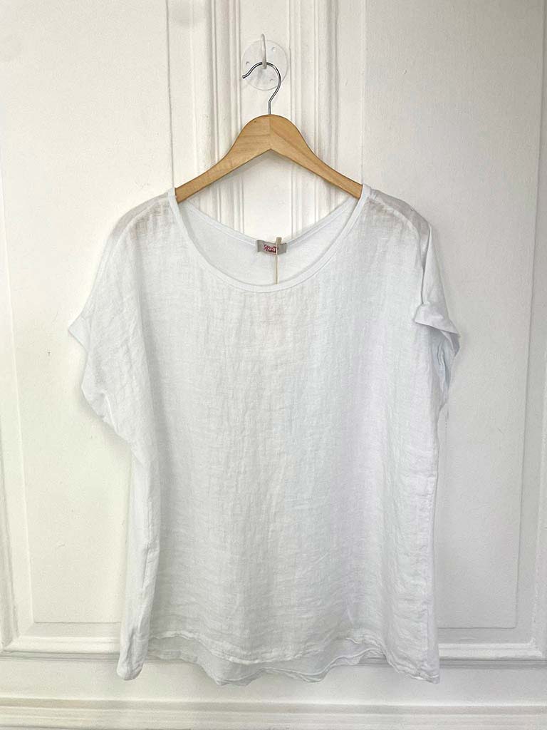 Cotton & Linen Mix Top - White
