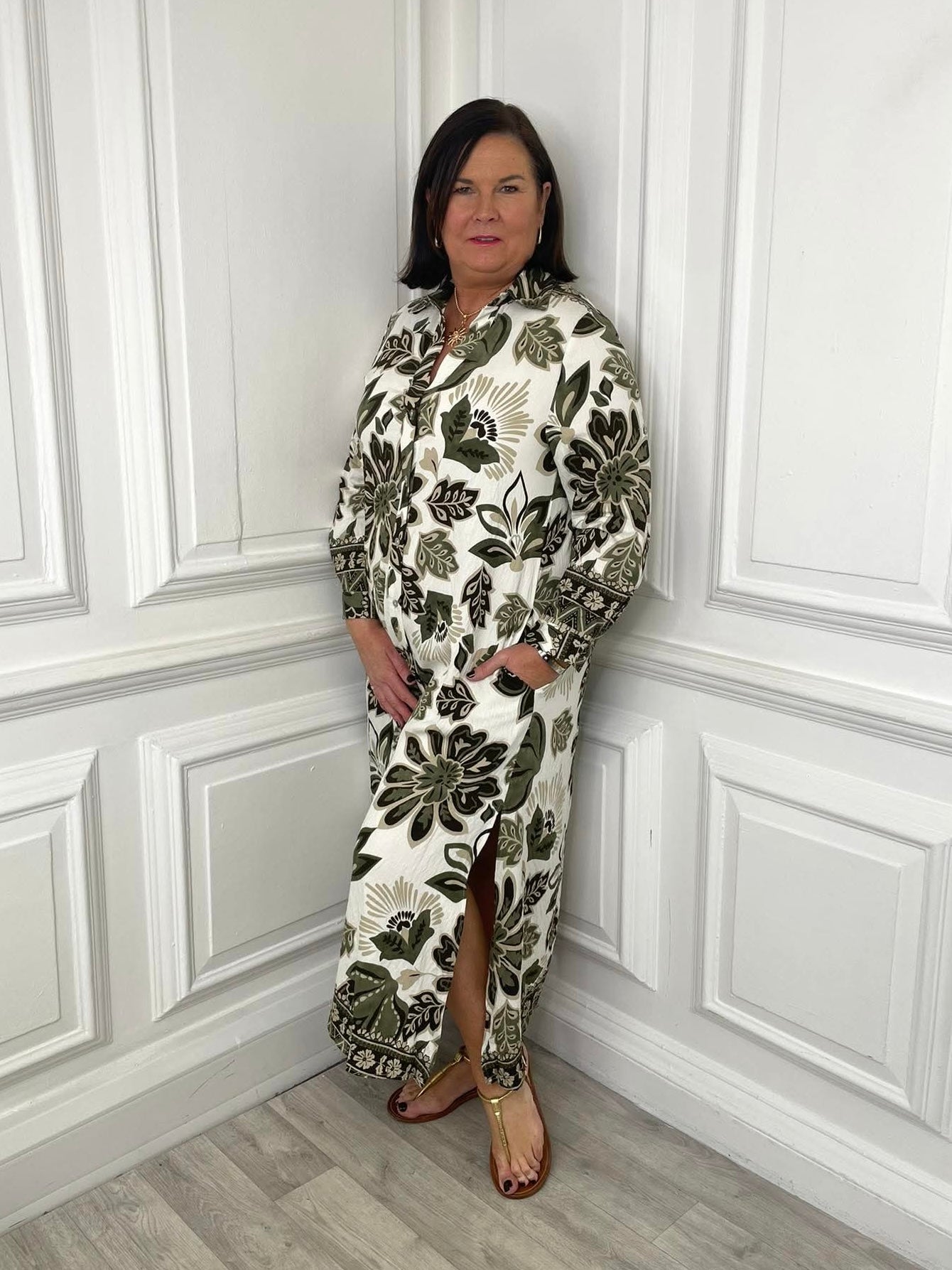 Malissa J Botanic Shirt Dress - Khaki