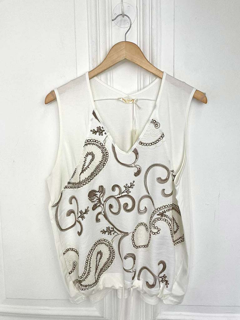 Malissa J Paisley Drawstring Vest - White