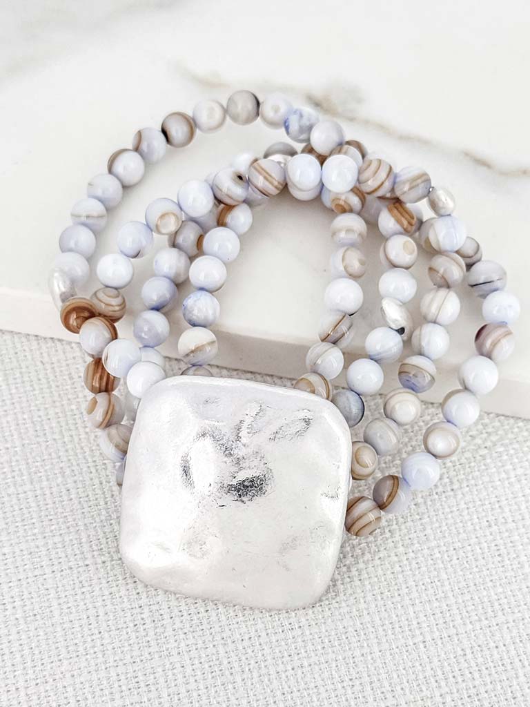 Envy Hammered Plate Beaded Bracelet