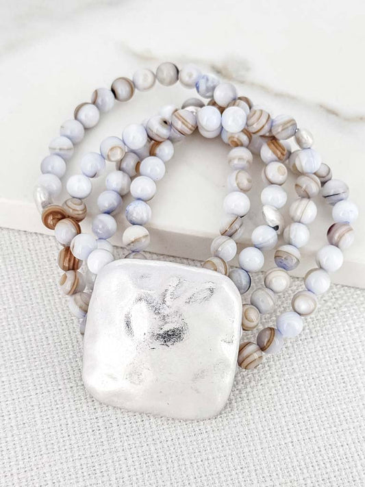 Envy Hammered Plate Beaded Bracelet