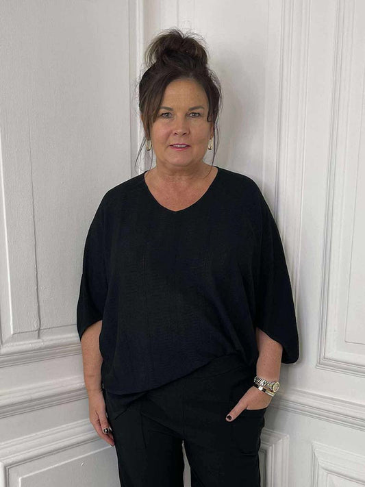 Textured Batwing Knit - Black