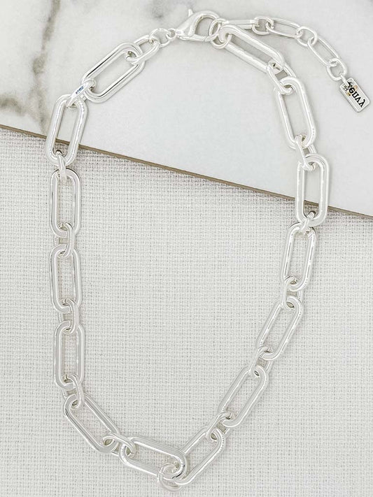 Envy Chunky Chain Link Necklace - Silver