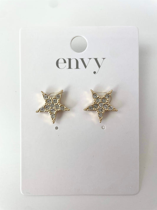 Envy Diamante Star Earrings - Gold