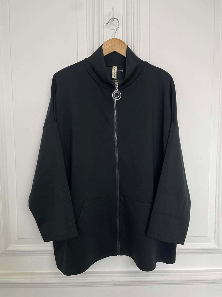 Sports Luxe Zip Up Jacket - Black