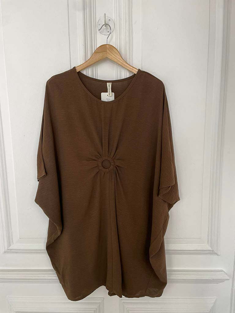 Circle Ruched Centre Tunic - Chocolate