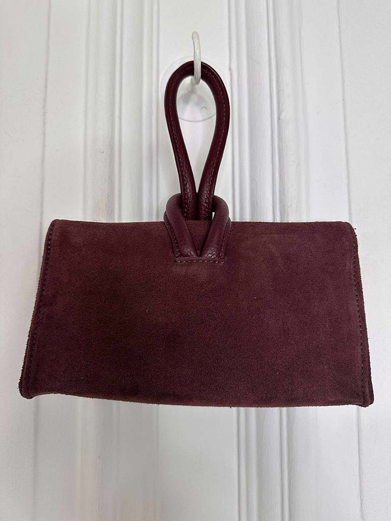 Loop Handle Suede Bag - Burgundy